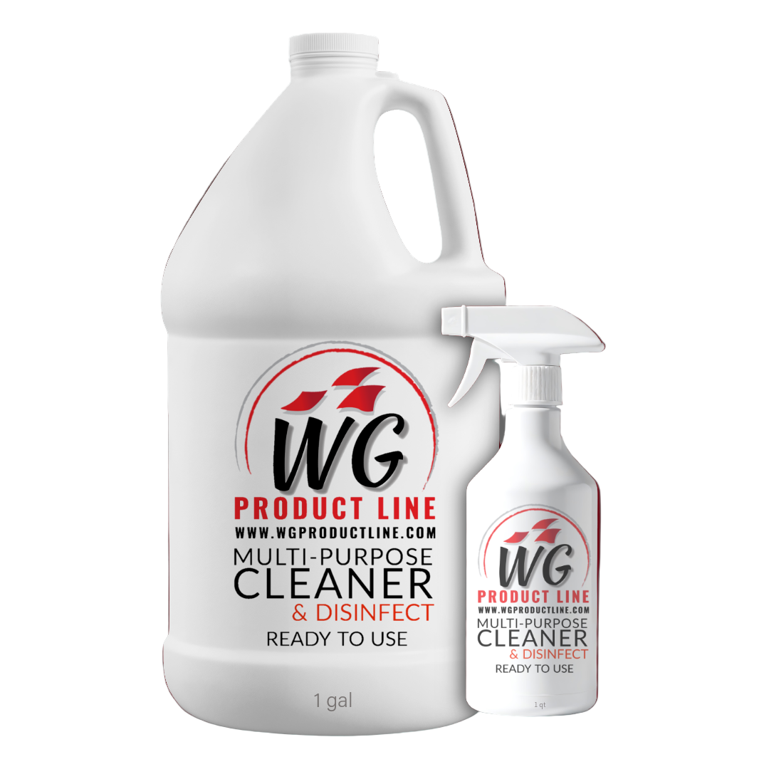 WG all purpose cleaner and disinfectant. Safe on all surfaces. 