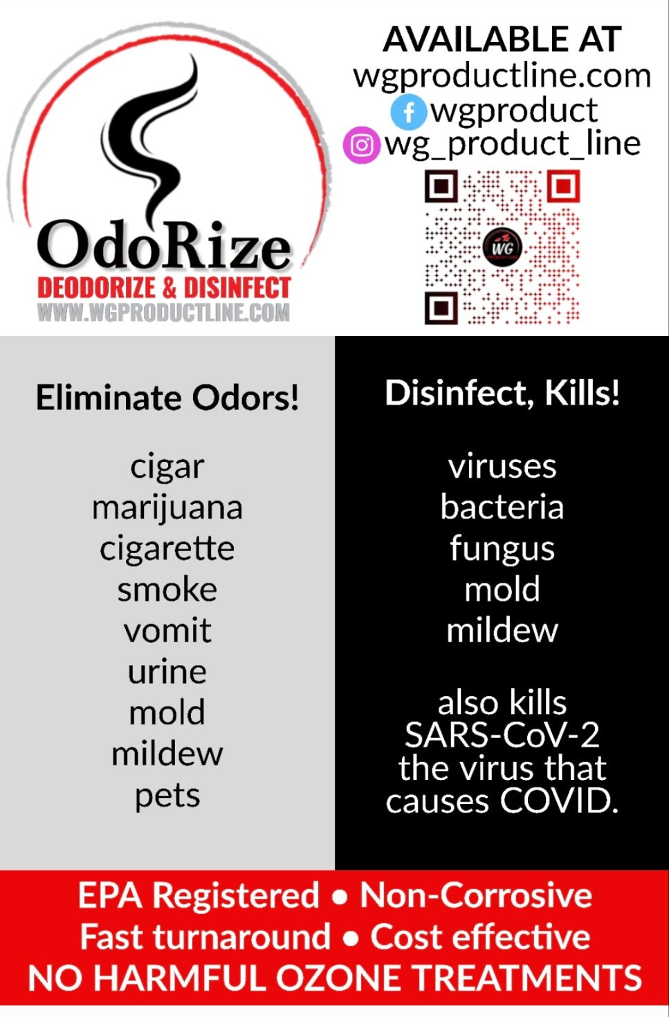 ODORIZE product information card details